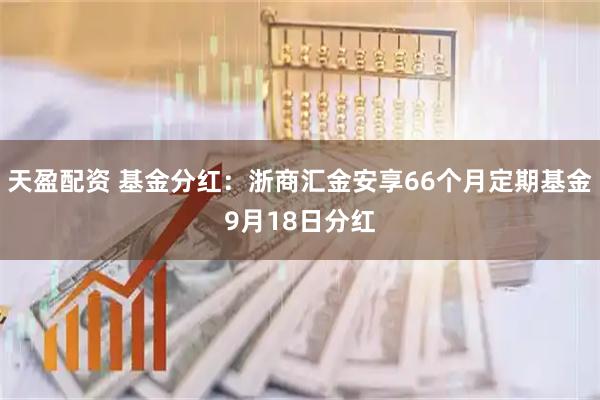 天盈配资 基金分红：浙商汇金安享66个月定期基金9月18日分红